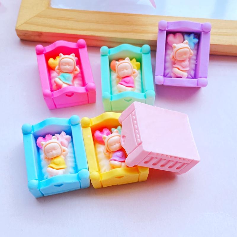 6pcs New Mixed Cute Mini Simulated Crib Flat Back Cabochon Crafts Clothing DIY Scrapbooking Accessories