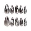 24 Pieces Ice Through Silver Bow Wearing Nail Black Cool Spicy Star Light Diamond Manicure Long Almond Nail Fake Nail Piece