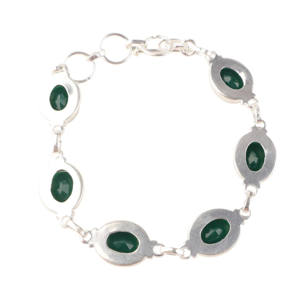 Grüner Onyx Edelstein 925 Sterlingsilber Schmuck Handgefertigtes Armband 8,5" Zum Geschenk RB-3-2