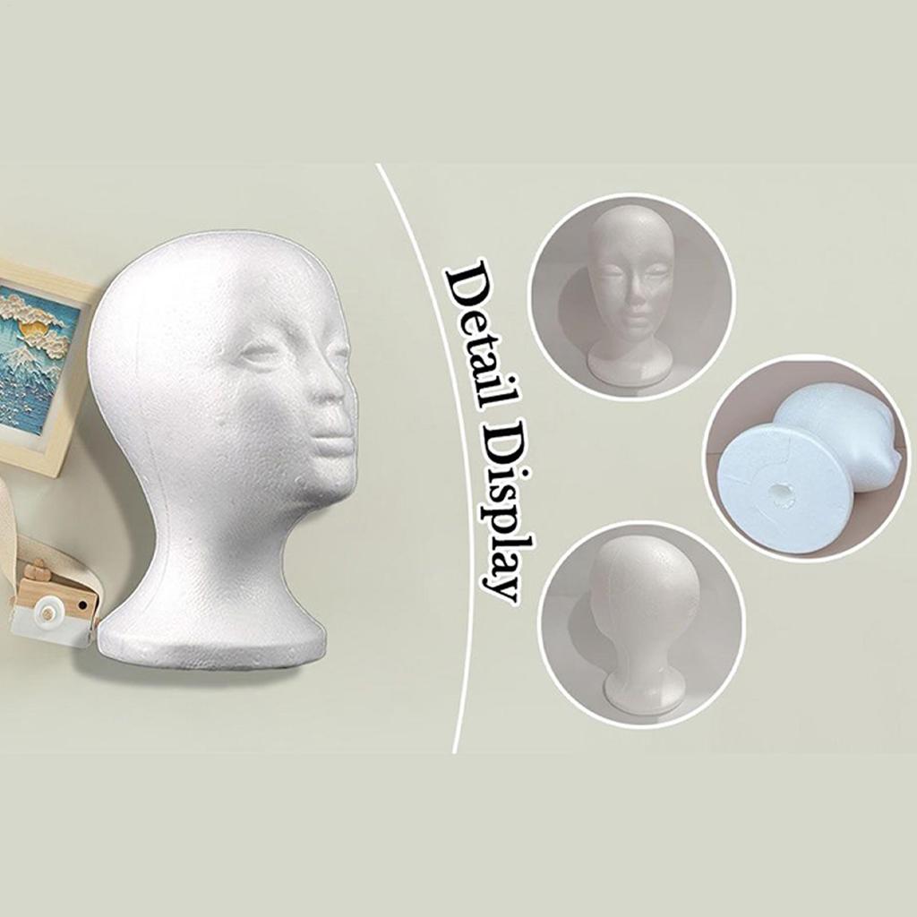 Foam Head Women Head Mannequin for Wigs Styling Beauty Supplies Display Rack Accessories for Travel Cosmetology Beginners Salon
