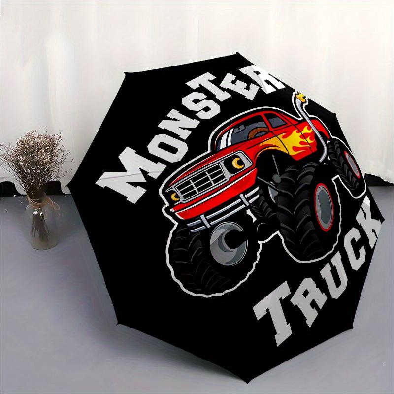 1pc Monster Truck Sticker Design Umbrella with Plastic Handle,Suitable for All Seasons Home Travel Outdoor UmbrellaM1023