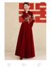 Red Wine Long-Sleeve Qipao Dress: Perfect for Weddings, Homecoming, or Engagements - A Casual Yet Elegant Chinese Autumn Bridal Gown.