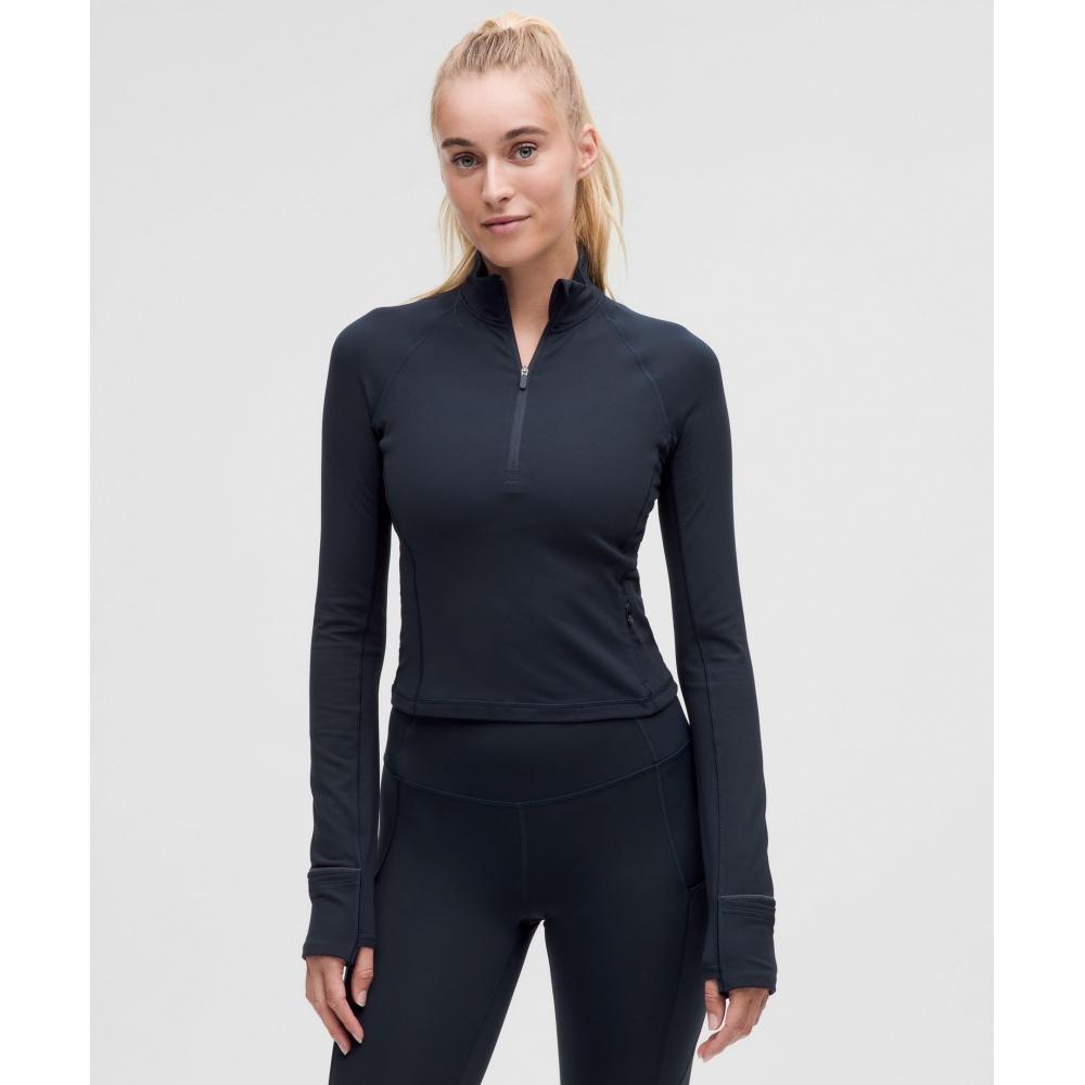 

Lululemon It S Rulu укороченный полумолния обновленный настоящий темно-синий XXXS
