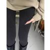Women's High Waist Slimming Gray Striped Velvet Leggings - Footed Pantyhose for Autumn/Winter Warmth