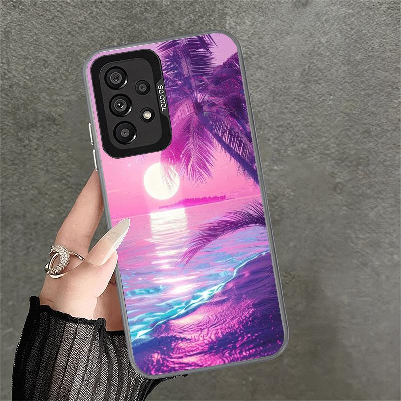 Pink Sunset Beach Dreamy Scenery Soft Phone Case for Samsung A17 A16 A15 A14 A13 A57 A56 A55 A54 A53 A37 A36 A35 A34 A33 A26 A25