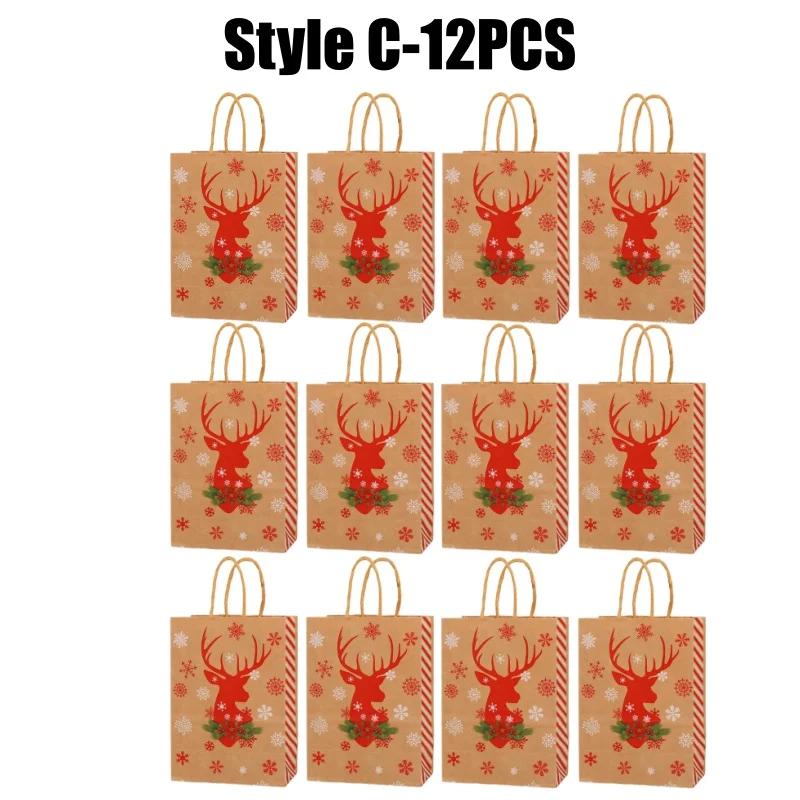 Christmas Gift Bags Holiday Party Favor Bags with Handles for Candy Treats Presents Xmas Decorations Festive Designs  for Home