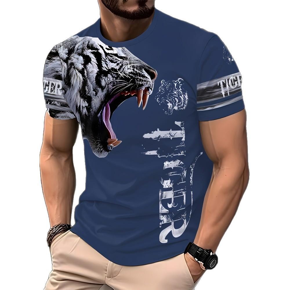 

Футболка с коротким рукавом, 3D-принтом животного, круглым вырезом, модная, универсальная M