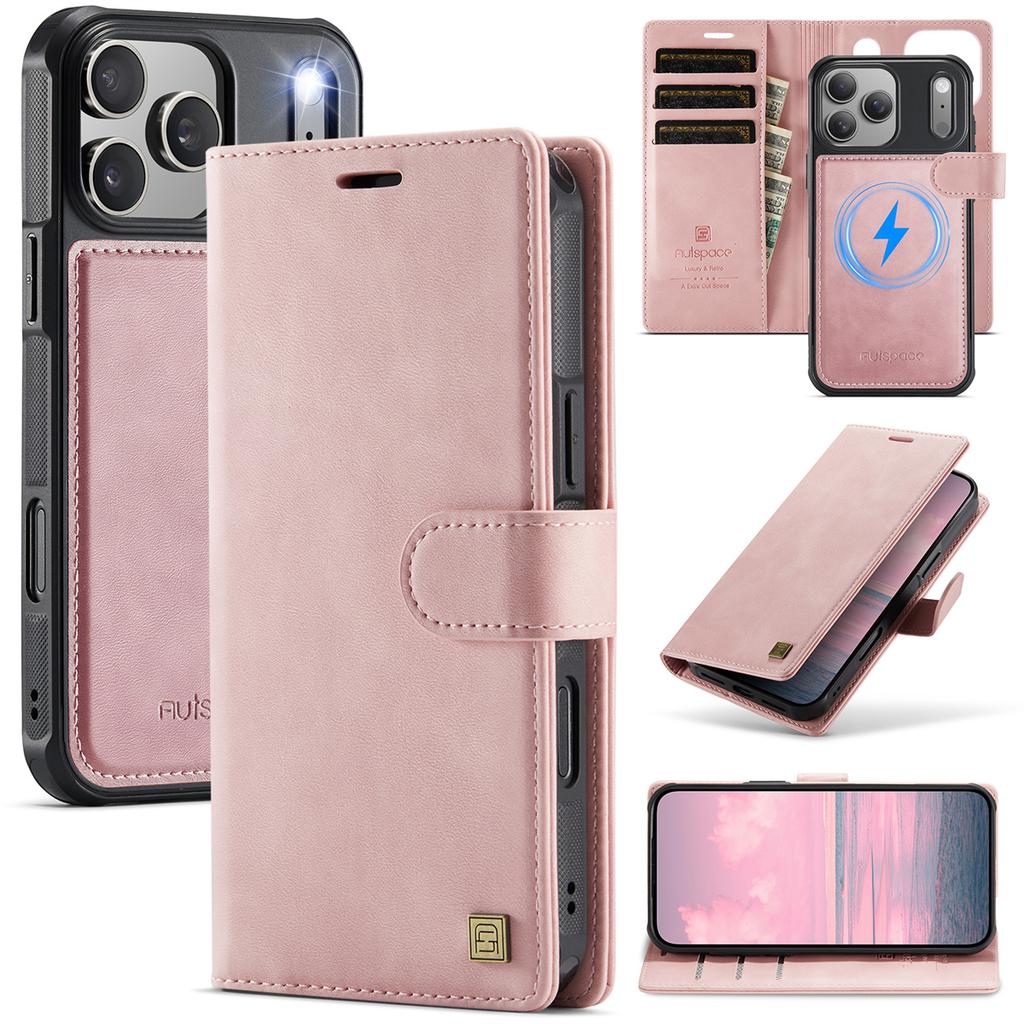 2-in-1 Magnetic Magnetic Detachable Wallet Case for iPhone 17/17 Pro/17 Max/17 Air - PU Leather, Card Slots, MagSafe Charging, 360° Protection