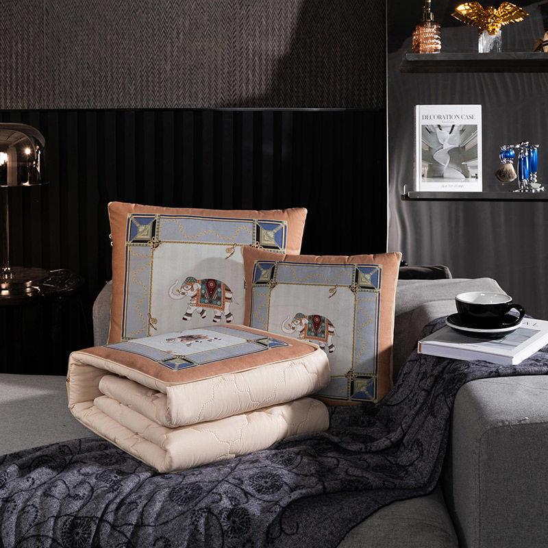 Chinese Style Pillow Quilt Dual-use Car Office Blanket High Quality Cotton Portable Foldable Quilt
