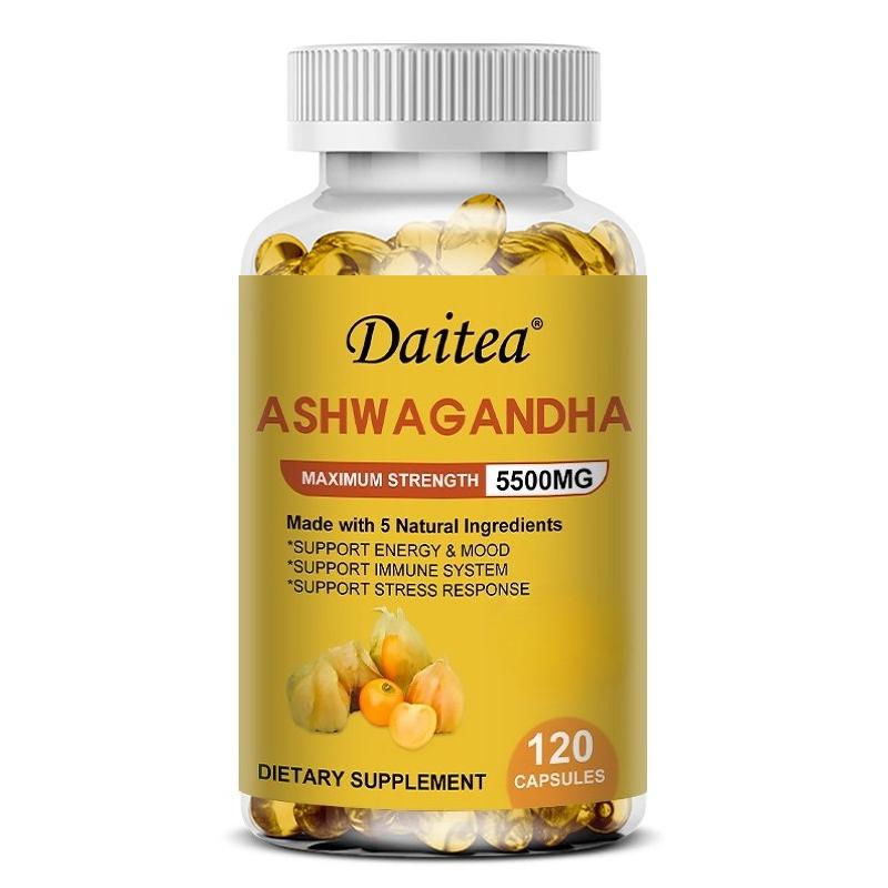 Ashwagandha Maximale Stärke 5500mg Formel Hergestellt mit 5 Natürlichen Inhaltsstoffen zur Unterstützung von Energie, Stimmung und Stressreaktion