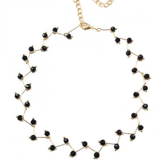 C173 Jewelry Crystal Necklace Simple Versatile Black Crystal Short Clavicle Chain for Women New Arrival Black Crystal gold