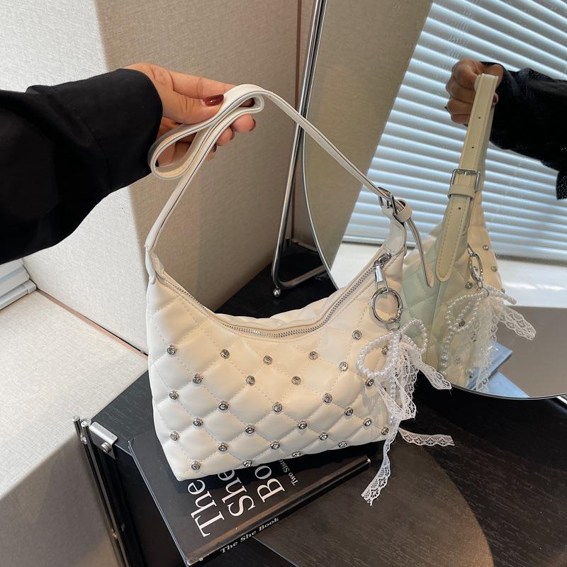 Retro Diamant Kleine Duftkette Schulter Umhängetasche Taschen mit Diamanten, Hochwertige Textur Modische Ausländische Pendler Damen Taschen