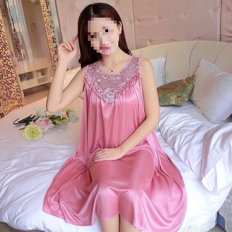 Women's Sexy Lace Summer Camisole Ice Silk Nightdress - Plus Size Loose Fit Home Wear Pajamas