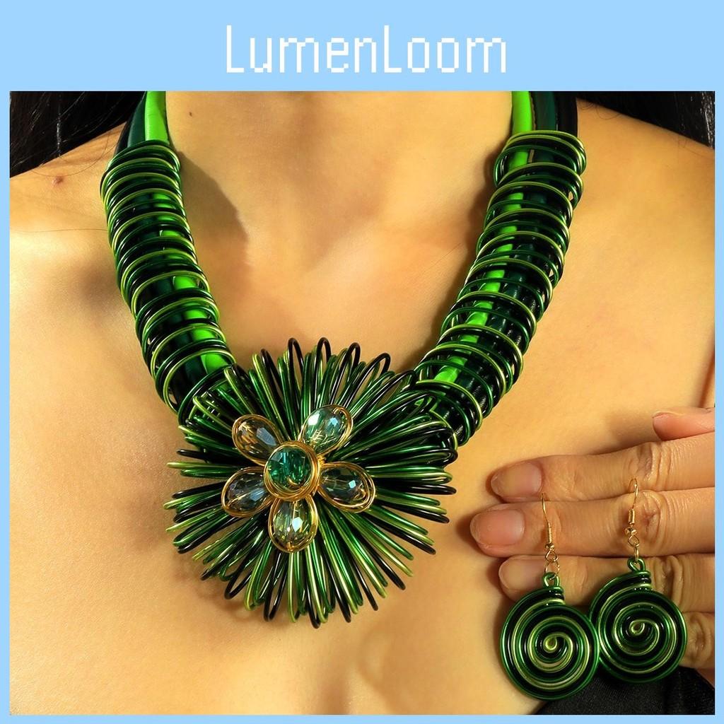 Water Crystal Modern Floral Jewelry Set With Alloy And Embossed Embedding For Spring Wear