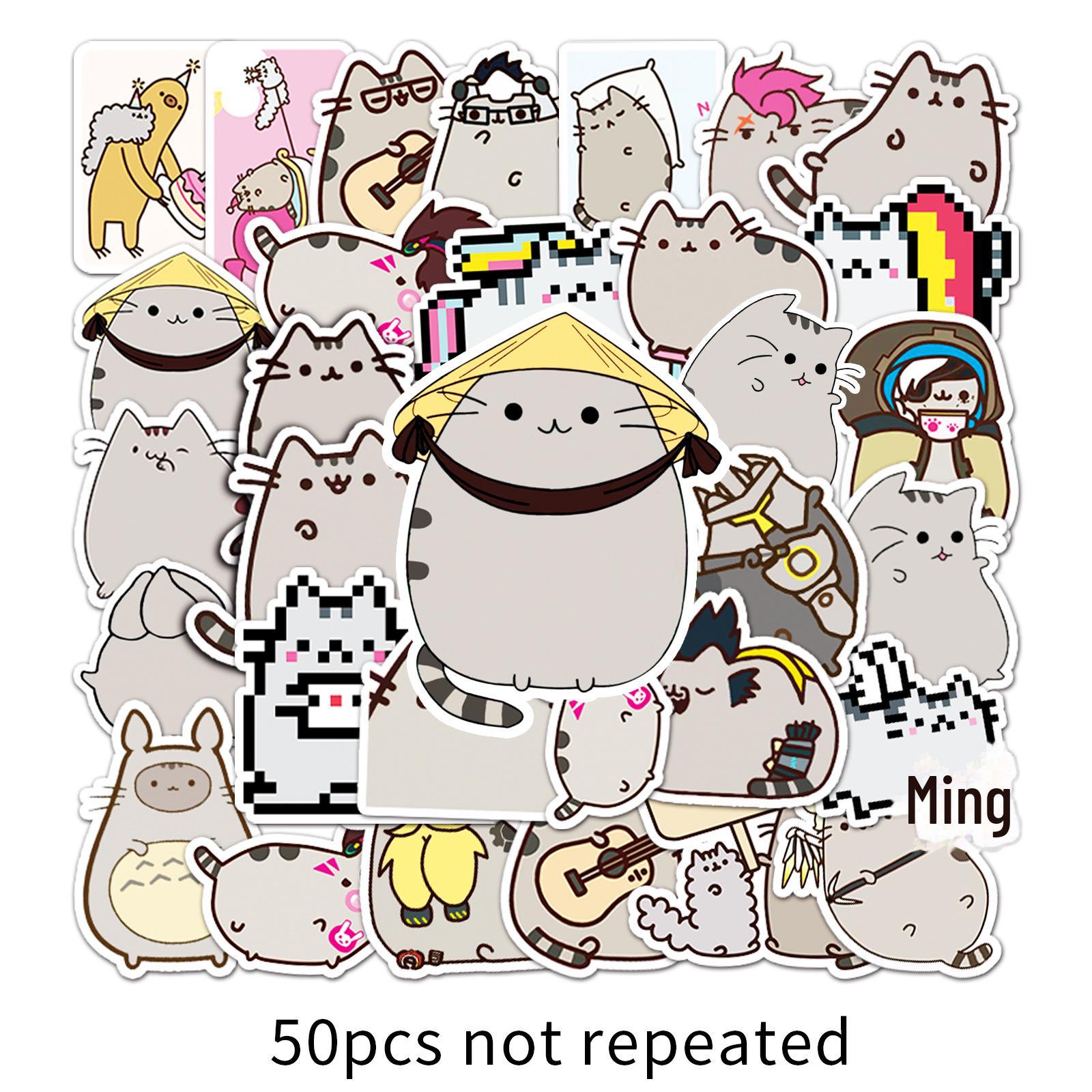 

50 водонепроницаемых наклеек с изображением мультяшного кота Толстяка для чемоданов, тележек, автомобилей и холодильников