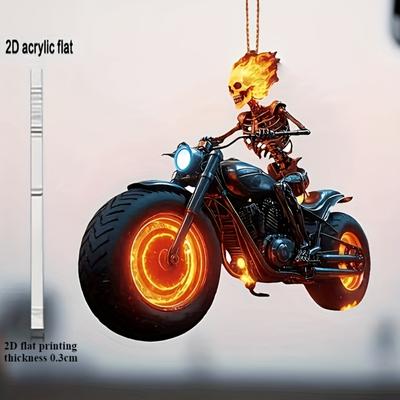 2D Flat Skull Motorcycle Pendant - Suitable for Keychains and Backpacks | Durable Skull Ornaments, the Perfect Gift for Christmas and Halloween