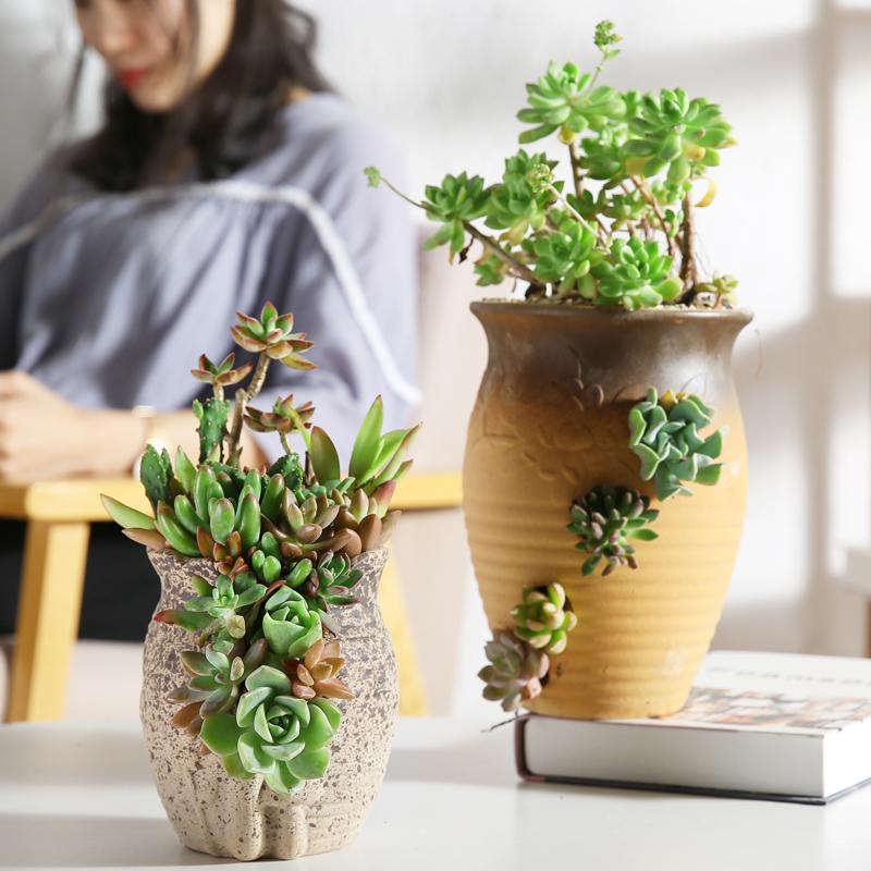Vaso in ceramica personalità creativa vaso per fiori succulenti poroso grande capacità cambio colore graduale ornamento da esterno giardino cinese