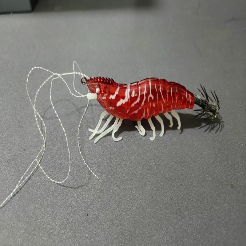 1PCS Glow Horizontal Egi Set 8cm Realistic Shrimp Fishing Lure Luminous Squid Catching Bait for Sea Anglers