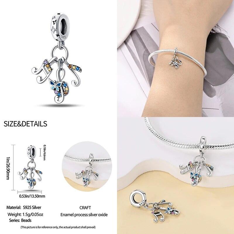 Novità Elementi Musicali Set da Tre Pezzi Perline Charm Si Adatta Nuovo Bracciale Argento 925 Donne Ciondolo Perla Gioielli Regalo