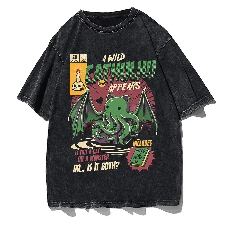 Fashion We Are All Die Y2K Men Women Unisex Harajuku Washed T-Shirt Streetwear Retro Cotton T Shirts Tees