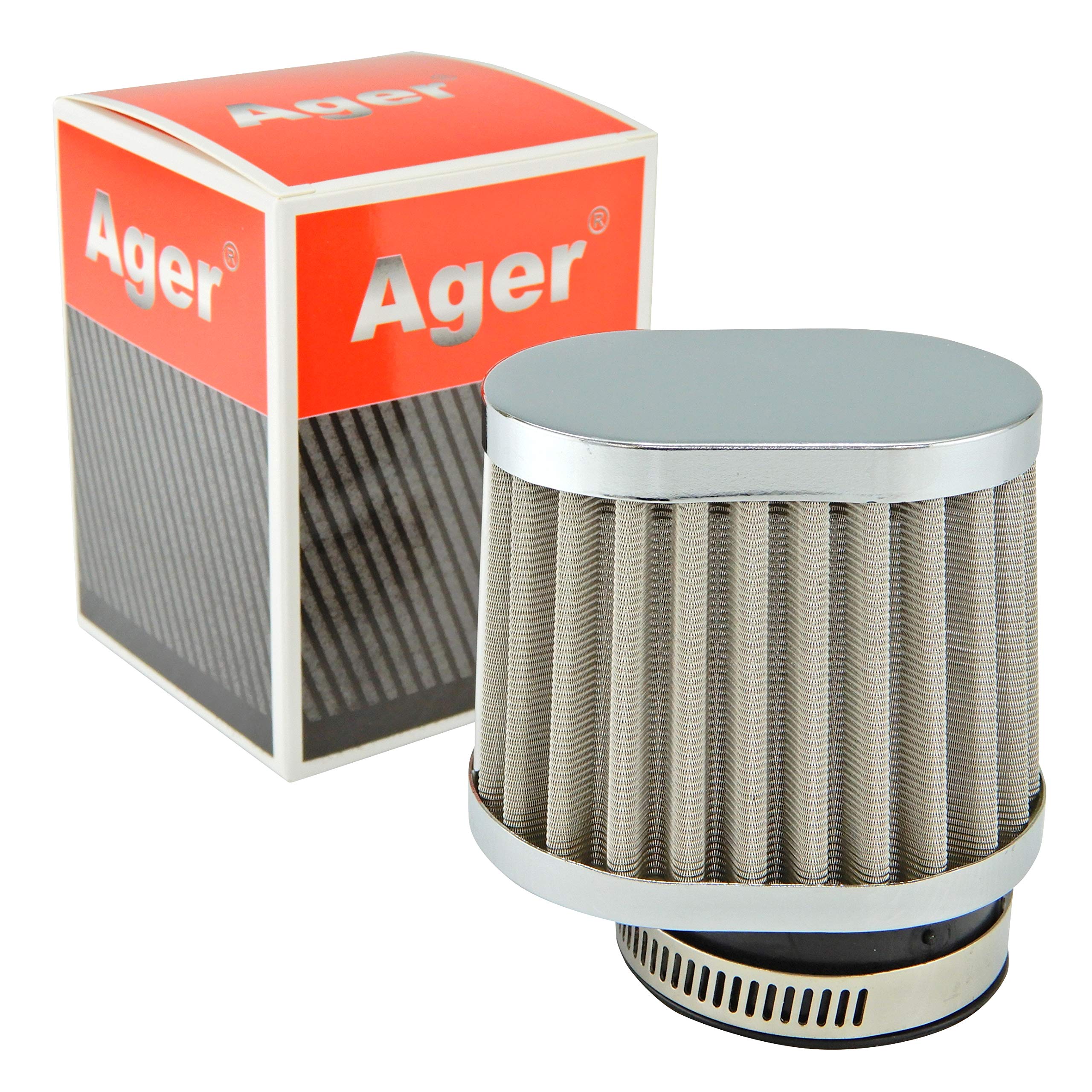 

Ager 54mm Oval Power Filter, Stainless Steel, Silver 54mm
