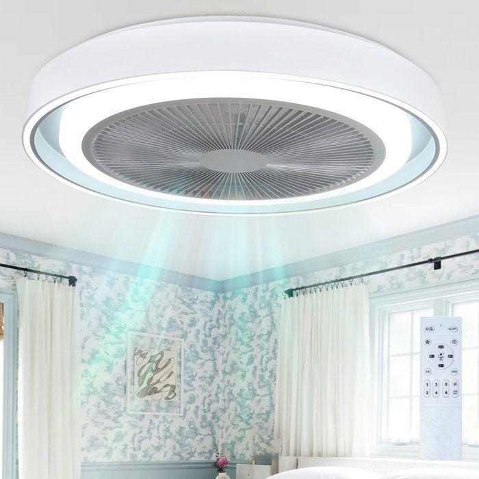 Ceiling Fan with Light - NETTLIFE - 5 Blades - Dimmable LED - Remote Control - White