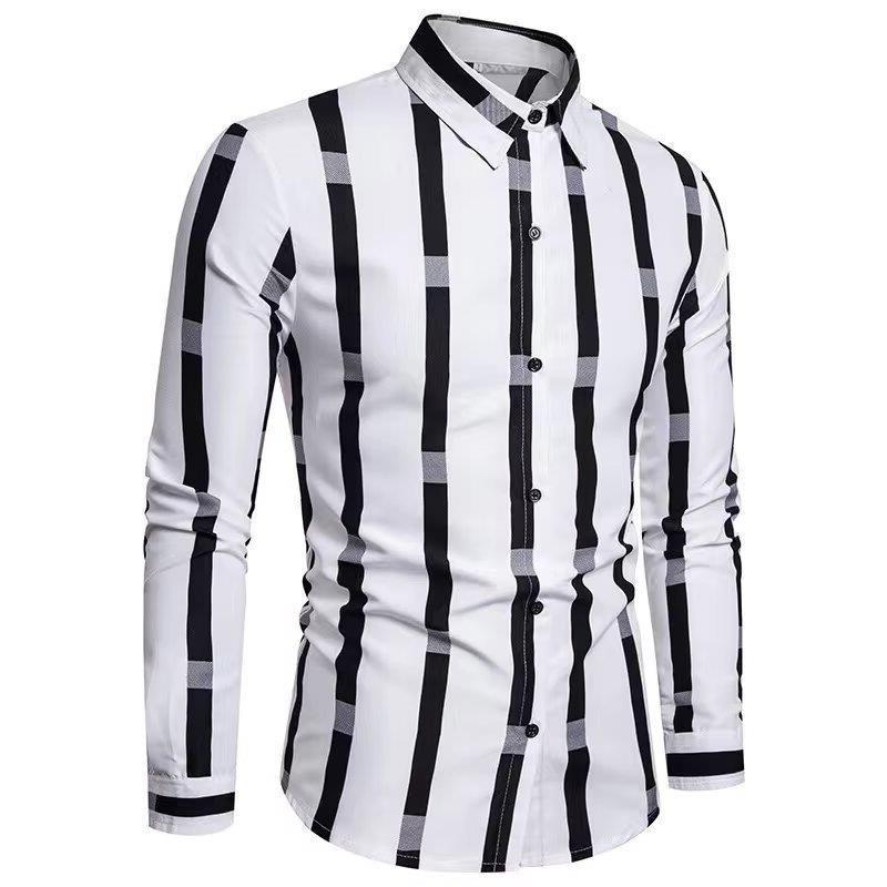 

Men s Colorful Slim-Fit Long-Sleeve Print Shirt - Spring/Autumn Fashion 2XL