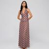 French retro elegant temperament polka dot neck V-neck dress sexy hottie backless strap waist long dress women
