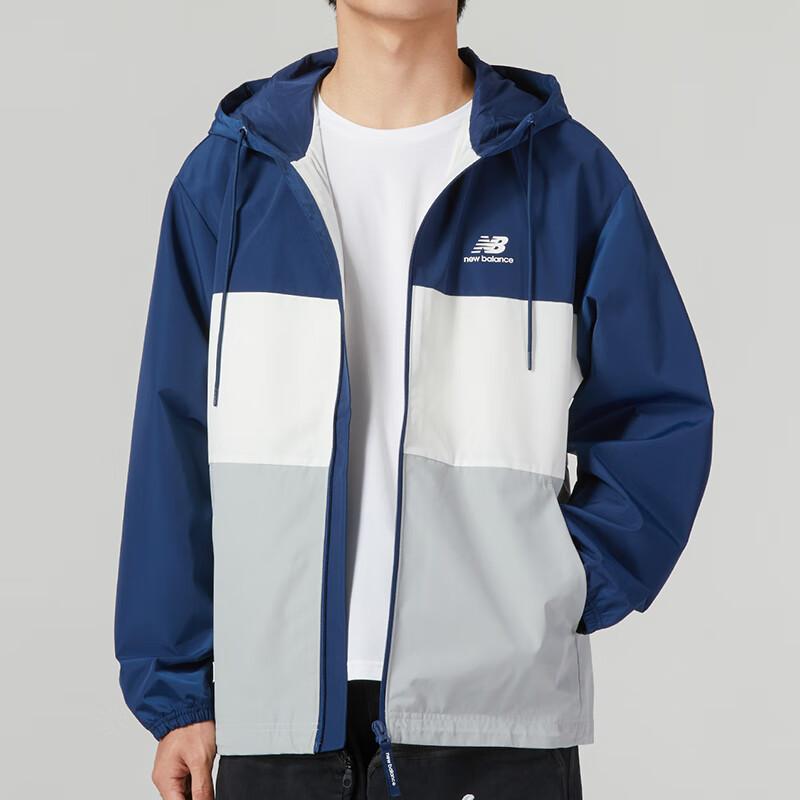 New Balance Jackets Men's Blue Hooded Moderate Other 5AD38011-NV