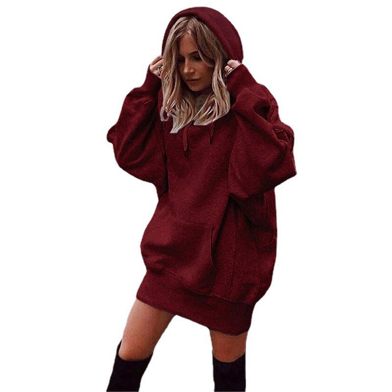2025 Influencer Autumn/Winter Women's Solid Color Loose Fleece Hoodie