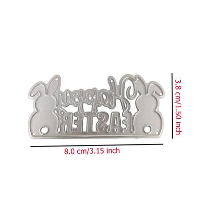 Happy Easter Frame Metal Cutting Dies Silvery Stencils Rabbit Decoration Scrapbooking Embossing Card Paper Craft Template