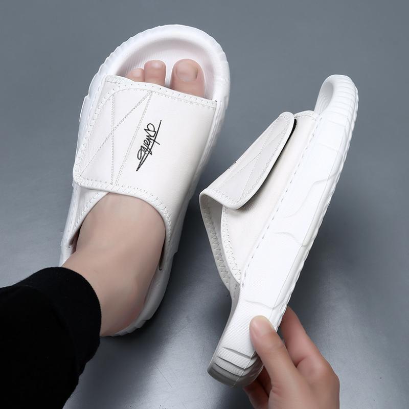 Genuine Leather Men Slippers Platform Open Toe Slip On Casual Sandals Home Mute Slides Summer Beach Walking Sandal Shoes for Men