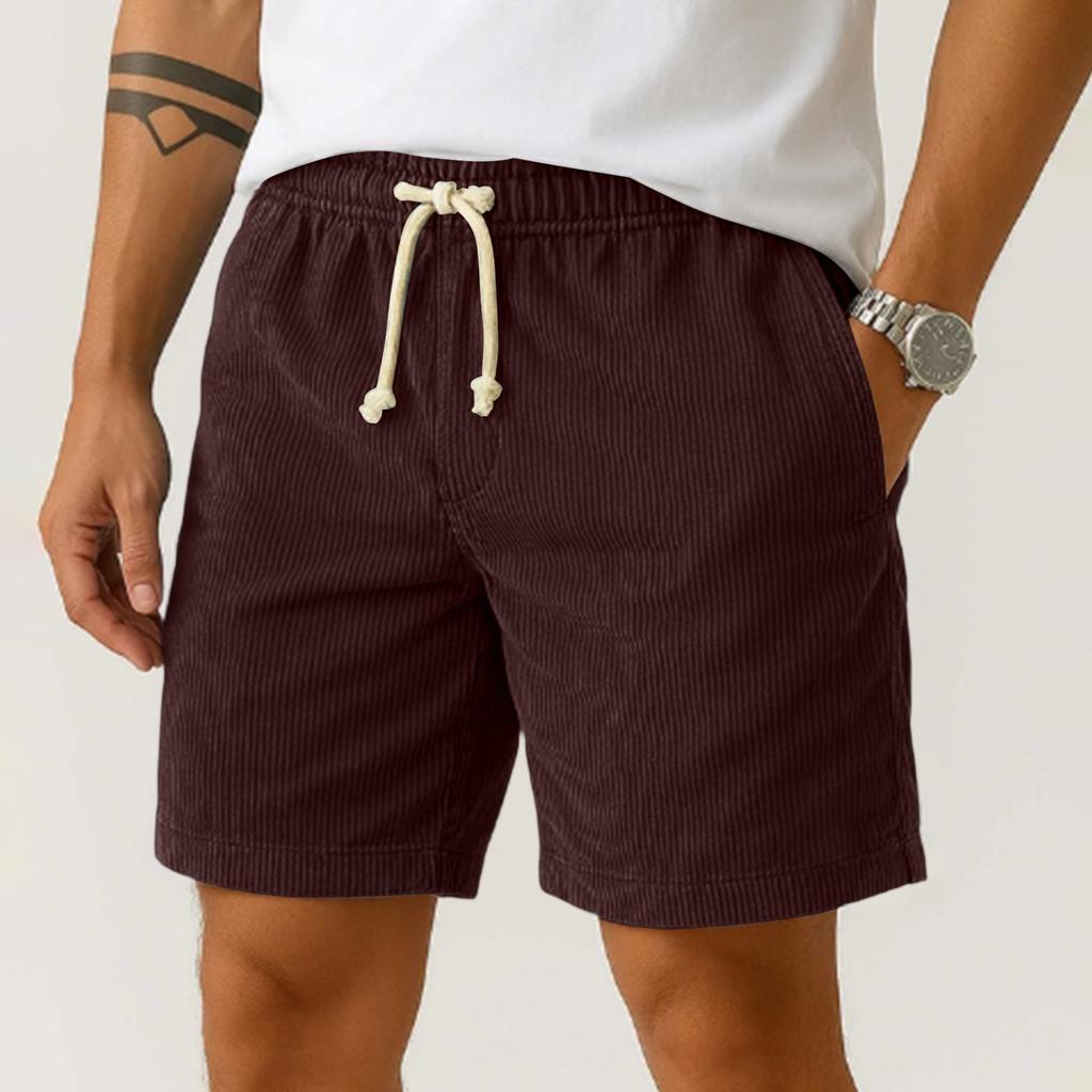 Men's Corduroy Elastic Men's Shorts Casual Beach Pants