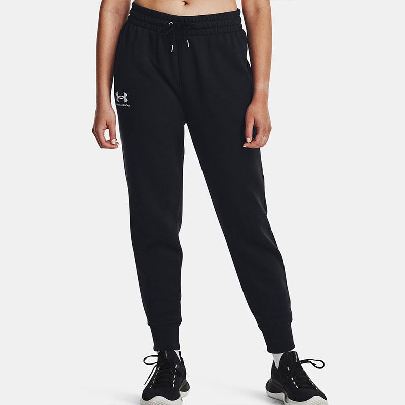 Under Armour Solid Color Drawstring Joggers With Fleece Lining Women Bottoms Black 1379443-001