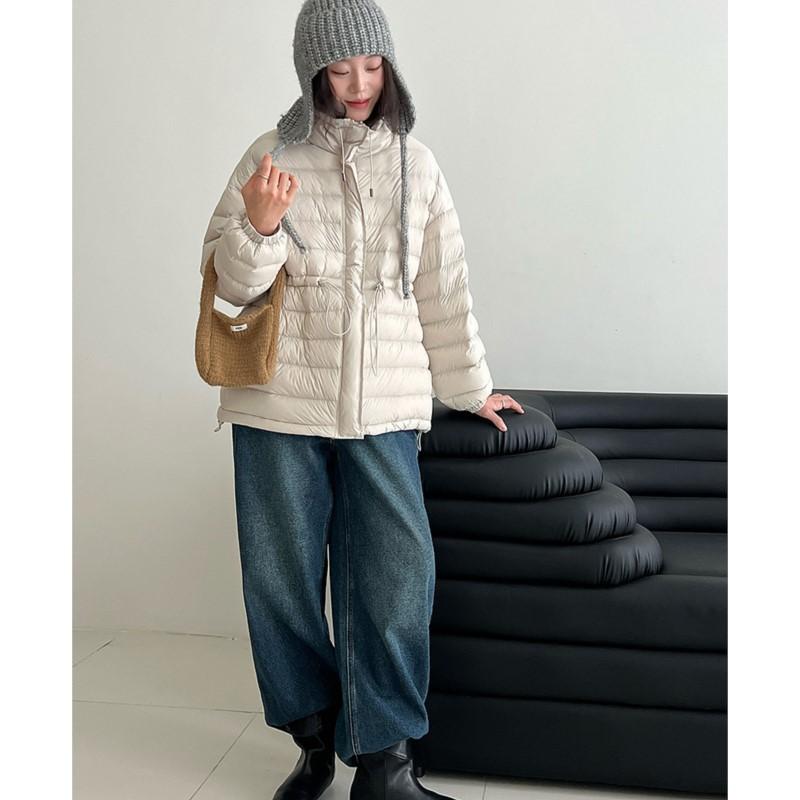Johnature Koreanische 90% Weiße Entendaunen Warme Jacke Für Damen Winter Kordelzug Taille Kurze Mäntel