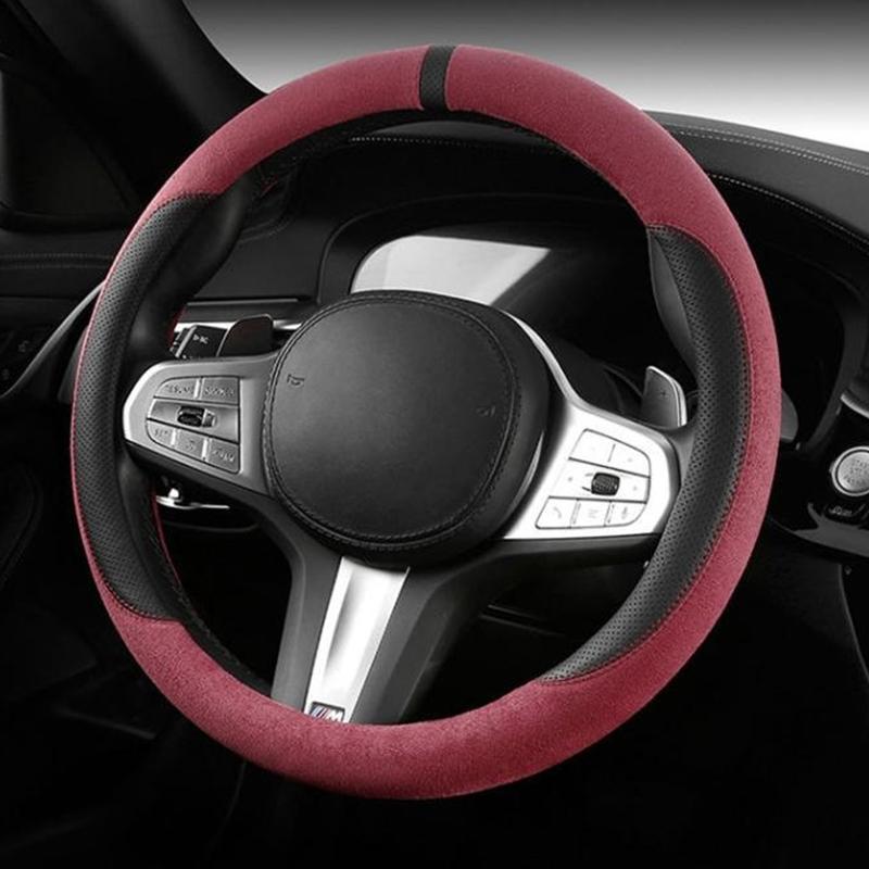 Semišový poťah na všetky ročné obdobia Poťah na volant auta Ultra tenký Protišmykový Tvar D Okrúhly Priedušný Ochranný poťah na volant auta