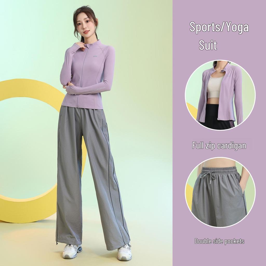 Damen Slim-Fit Atmungsaktiver Badmintonanzug - Herbst/Winter Schnelltrocknendes Sportbekleidungsset mit Reißverschluss und langen Ärmeln