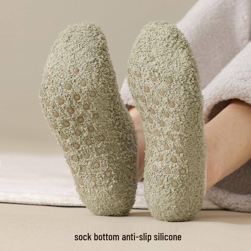Men's Non-Slip Coral Fleece Lined Floor Socks - Thick, Warm, Winter Sleep Socks for Home