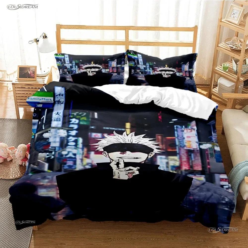 Carton Anime Jujutsu Kaisen 4 Season Bedding Set Print With Pillowcase Bed Duvet Cover Soft Single Double Queen Super King Size