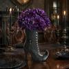 Halloween Themed Floral Display Vessel Witch Boot Vase, Gothic Spider Web Flower Vintage Style Vase for Autumn Decorative Table Centerpiece