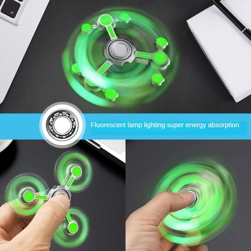 Sense Technology Chaos 3 Double Pendulum Luminous Fidget Spinner Alloy Super Long Time Finger Stress Easing Toys For Adults Kids
