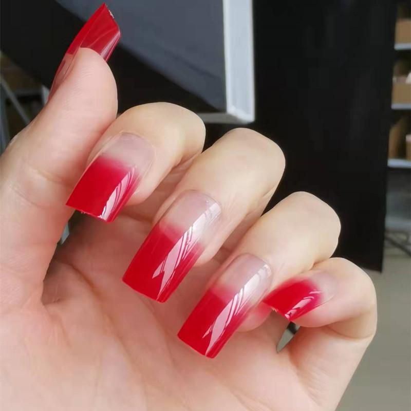 

European & American Long Square Press-On Nail Patches: Removable & Wearable