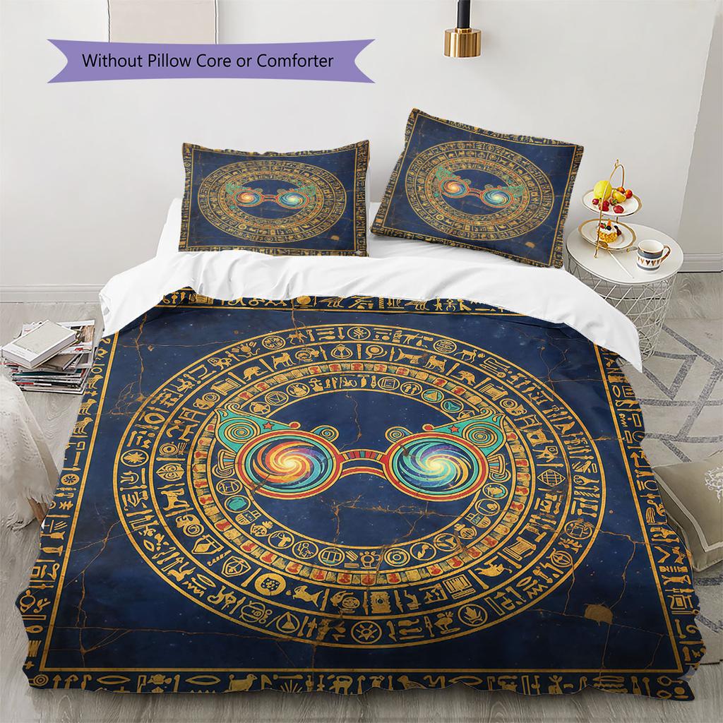 MagicGlasses Pattern Bedding Quilt Set Quilt Cover Pillowcase Home Decoration Birthday Gift (1 * Duvet Cover + 2 * Pillowcase, Without Core)