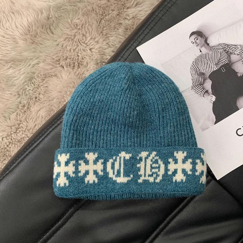 Toamnă și Iarnă Îngroșat pentru Păstrarea Căldurii Pălărie Tricotată Jacquard Femei Literă Păstrarea Căldurii Circumferință Mare a Capului Pălărie Mao Baotou cu Linie