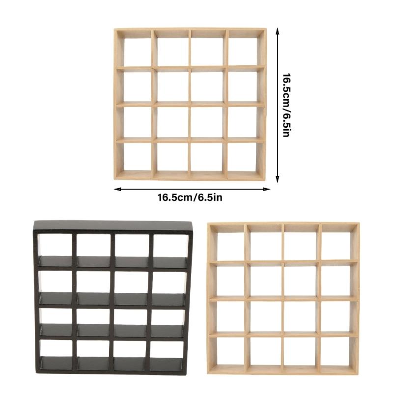Sturdy Wood Materials Miniature Furniture Display Storage Shelf With 16 Compartments for Easy Dollhouses Organization