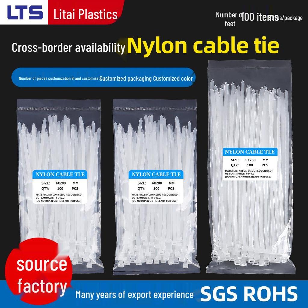 Nylon Industrial-Grade Self-Locking Cable Ties, 100-Pack