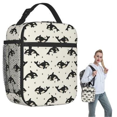 Killer Whale Orca Pattern Insulated Lunch Bag for Women Children Portable Food Boxes Thermal Lunch Box Tote