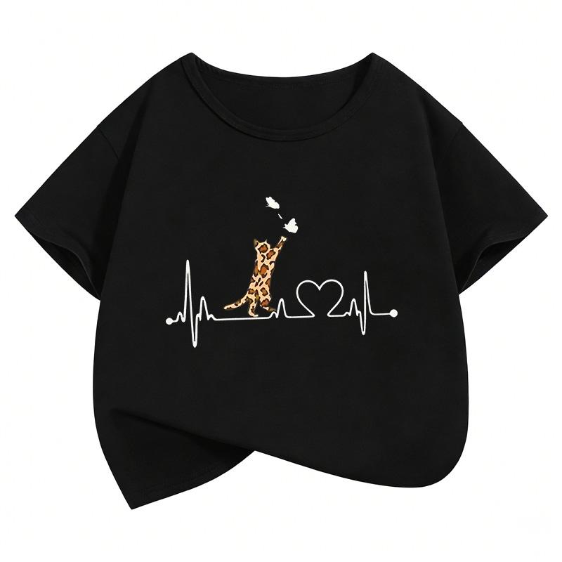 T Shirts Manga Kids Children s T-shirt Boys Girls Summer Spring Casual Top Tee Shirt Short Sleeve 120 чёрный