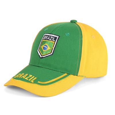 Pure Cotton Baseball Cap Soccer Hat Sun Protection Brazil Team Cap Summer Season Round Top Bent Brim Windproof UV Protection