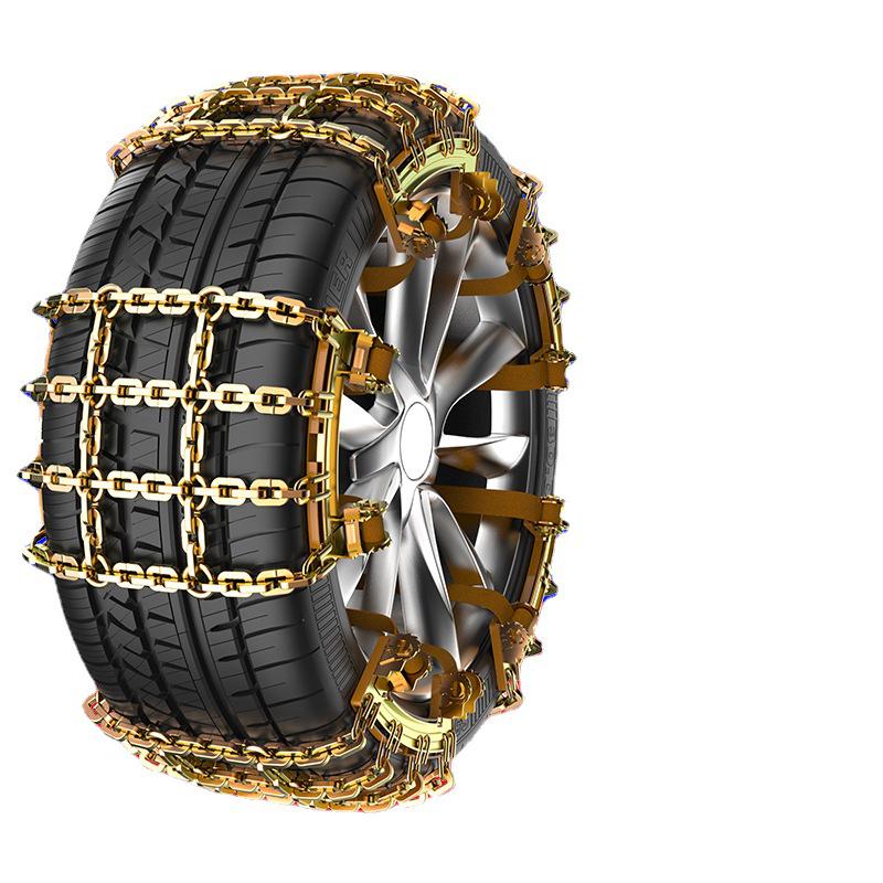 Universal Anti-Skid Car Tire Chains for Sedans & SUVs - Emergency Snow & Mud Manganese Steel Nine-Grid Design